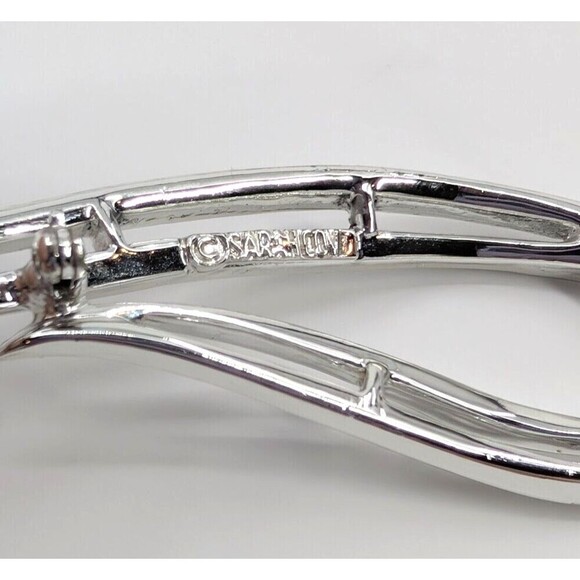 Vintage Sarah Coventry Swirl Brooch Abstract Silver Tone Signed Timeless - Picture 12 of 12